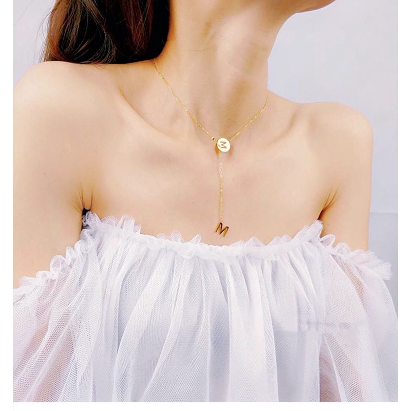 Dây Chuyền Chữ M Mạ Vàng 18K Thiết Kế Đục Lỗ Dễ Phối Đồ