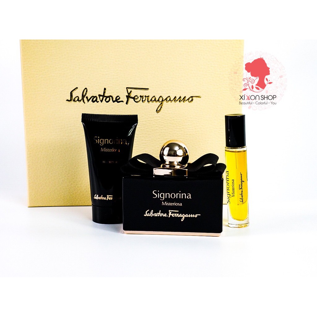 BỘ QUÀ TẶNG NƯỚC HOA & DƯỠNG THỂ SALVATORE FERRAGAMO SIGNORINA MISTERIOSA 100ML