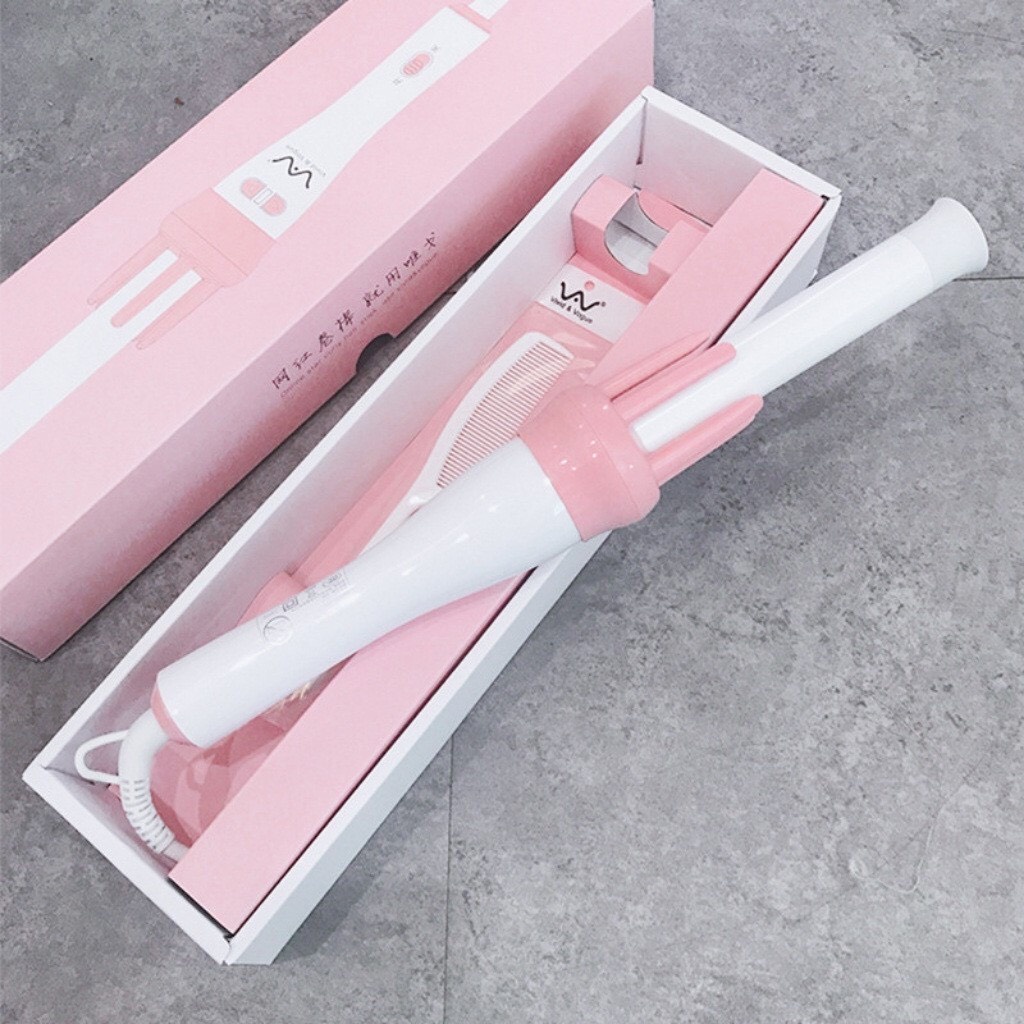 Máy uốn tóc xoay tự động 360 VIVID &amp; VOGUE,Máy uốn tóc mini làm xoăn tóc tự động 3 trục