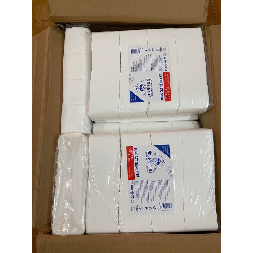Bông gòn Bạch Tuyết cắt miếng  Gói 500gr vệ sinh cho bé