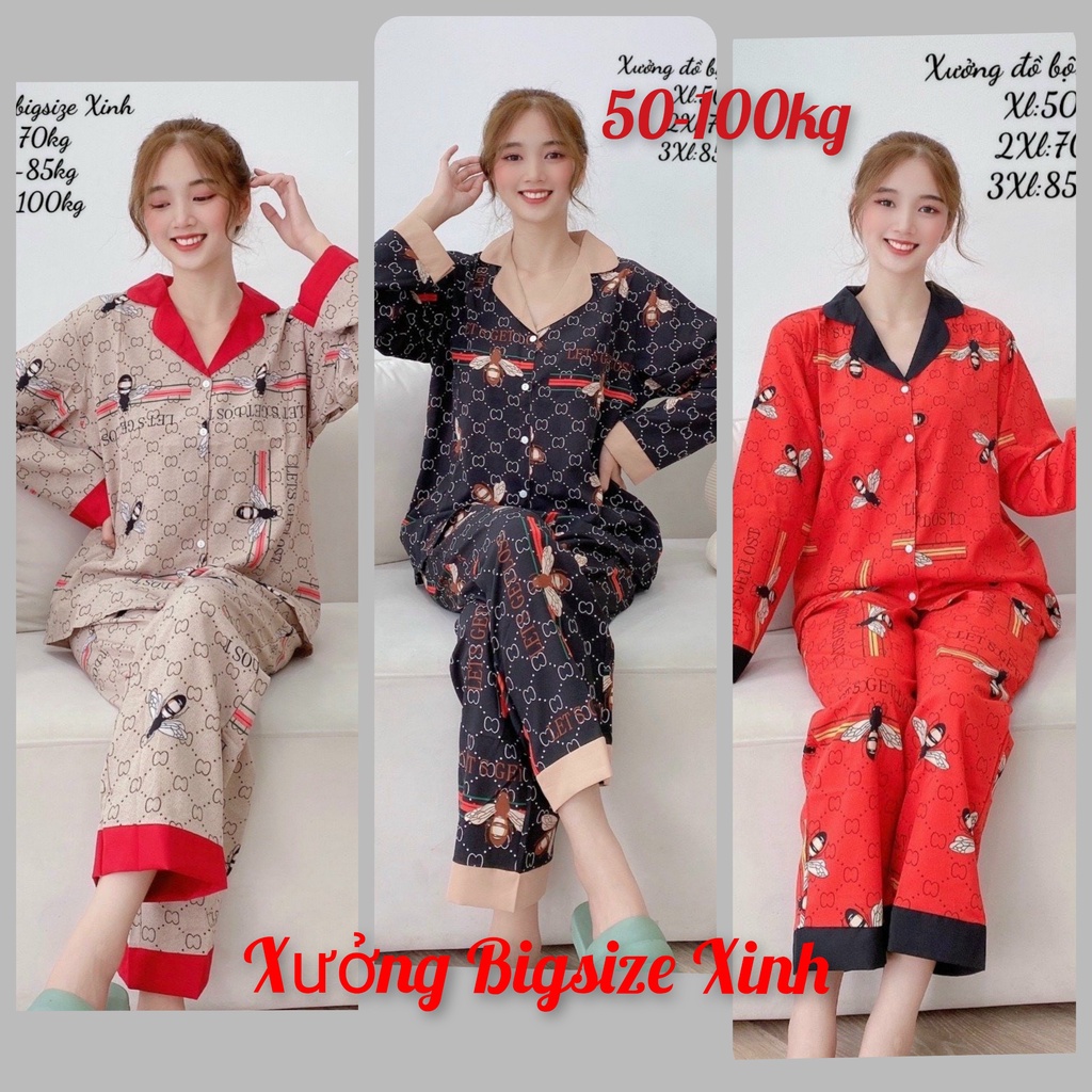 Đồ bộ bigsize 50-100kg đồ bộ tay dài mặc nhà cho nữ