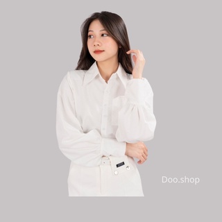 Sơ mi croptop trắng dài tay