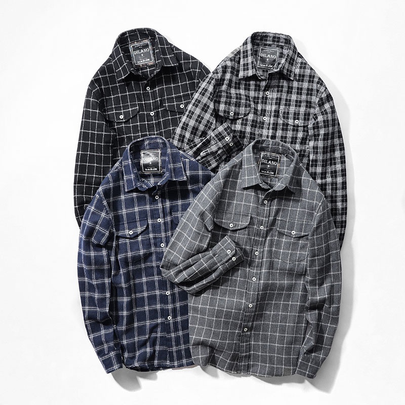 Áo sơ mi nam Flannel cao cấp nhiều màu, sơ mi kẻ caro DILANO SM05