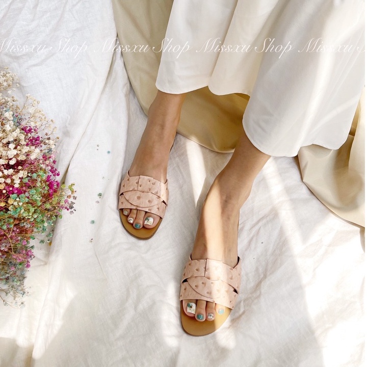 Dép nữ bệt da đà điểu quai xoắn thời trang MYSS - DE80