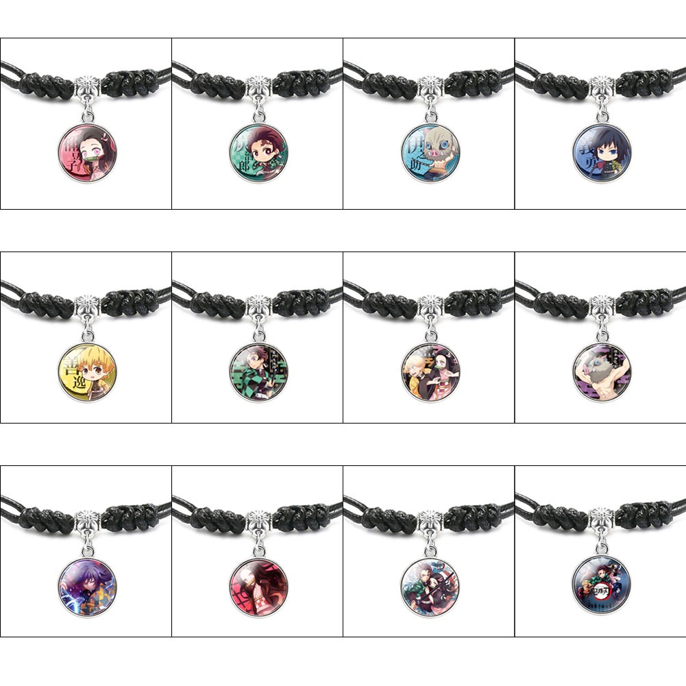 Vòng tay mặt kim loại họa tiết hoạt hình Thanh Gươm Diệt Quỷ phong cách Nhật Bản