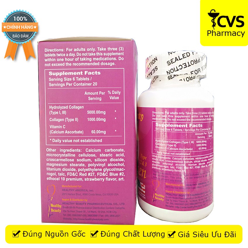 Viên Uống HB COLLAGEN TYPE 1, 2 &amp; 3 - Giúp trẻ hóa làn da &amp; tăng độ bền cho khớp