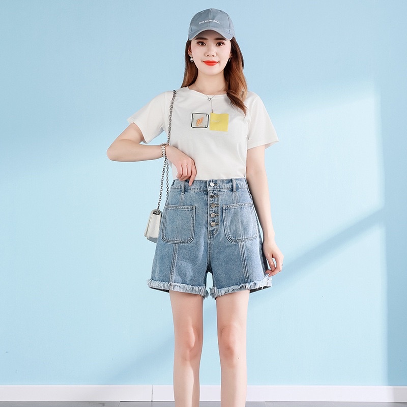 Ht-quần short jean big size lưng cao 5 nút size đại 85-120kg