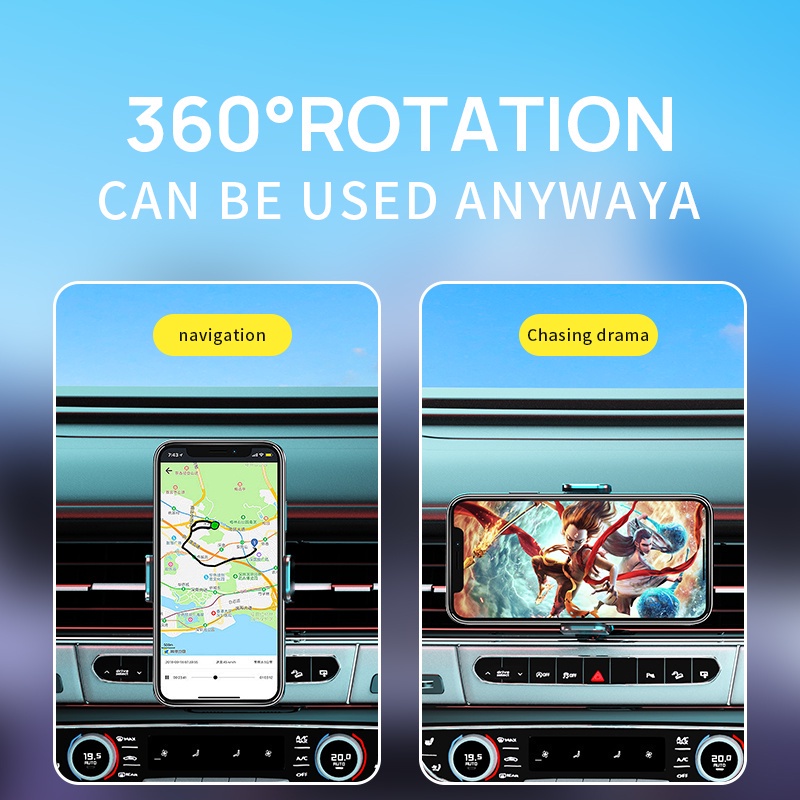 Giá đỡ điện thoại SEAMETAL gắn trên xe hơi xoay được 360 độ dáng đứng dạng kẹp/ dán tiện lợi