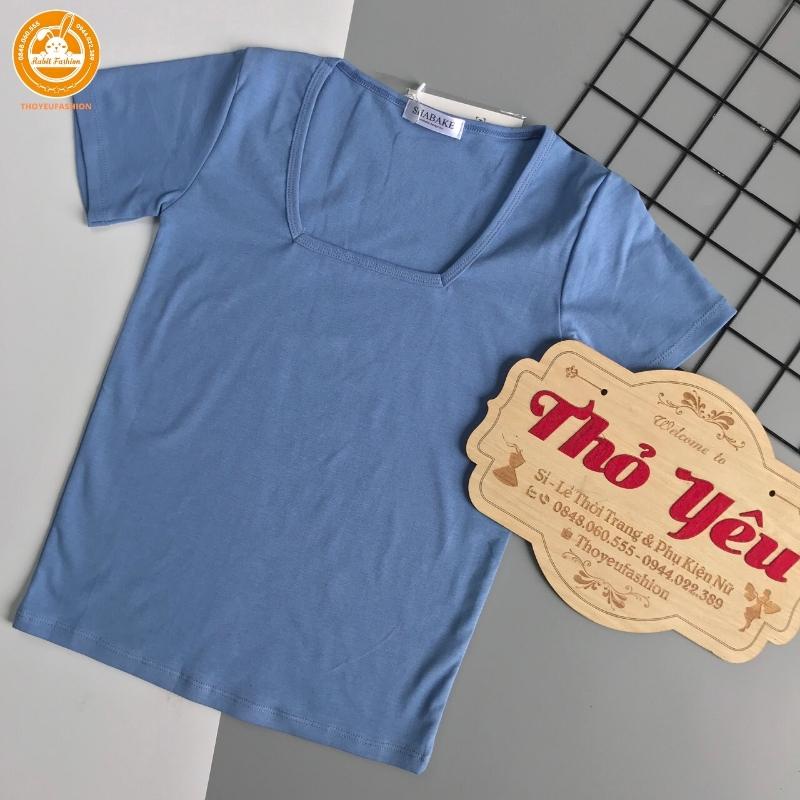 Áo kiểu cổ vuông dáng ôm, Áo thun kiểu cổ U cộc tay tôn dáng M2211 - thoyeufashion