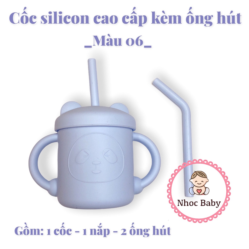 Cốc tập hút silicon hình gấu dễ thương cho bé kèm ống hút