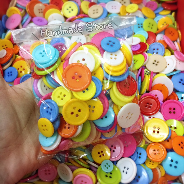 Cúc nhựa nhiều màu nhiều size - Gói 15gr