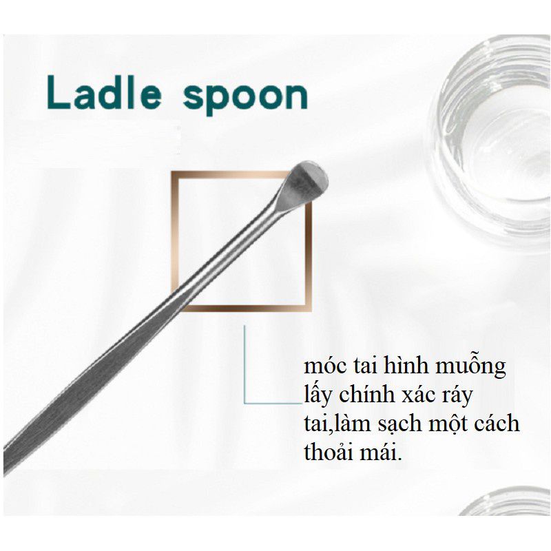 bộ dụng cụ lấy ráy tai 6 món hộp nhựa, dụng cụ lấy ráy tai chuyên dụng bằng inox