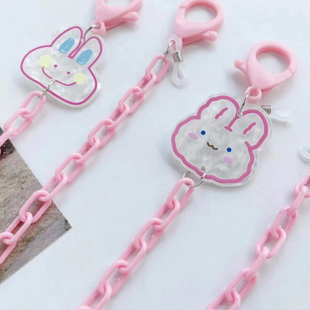 Dây Đeo Mặt Nạ Acrylic Hình Thỏ Hồng Dễ Thương Sáng Tạo