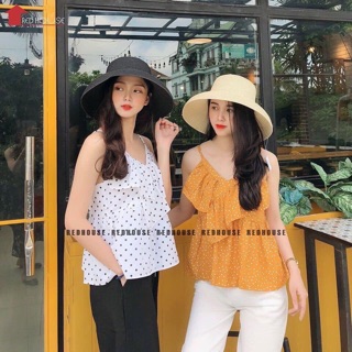 Áo hai dây bèo chấm bi