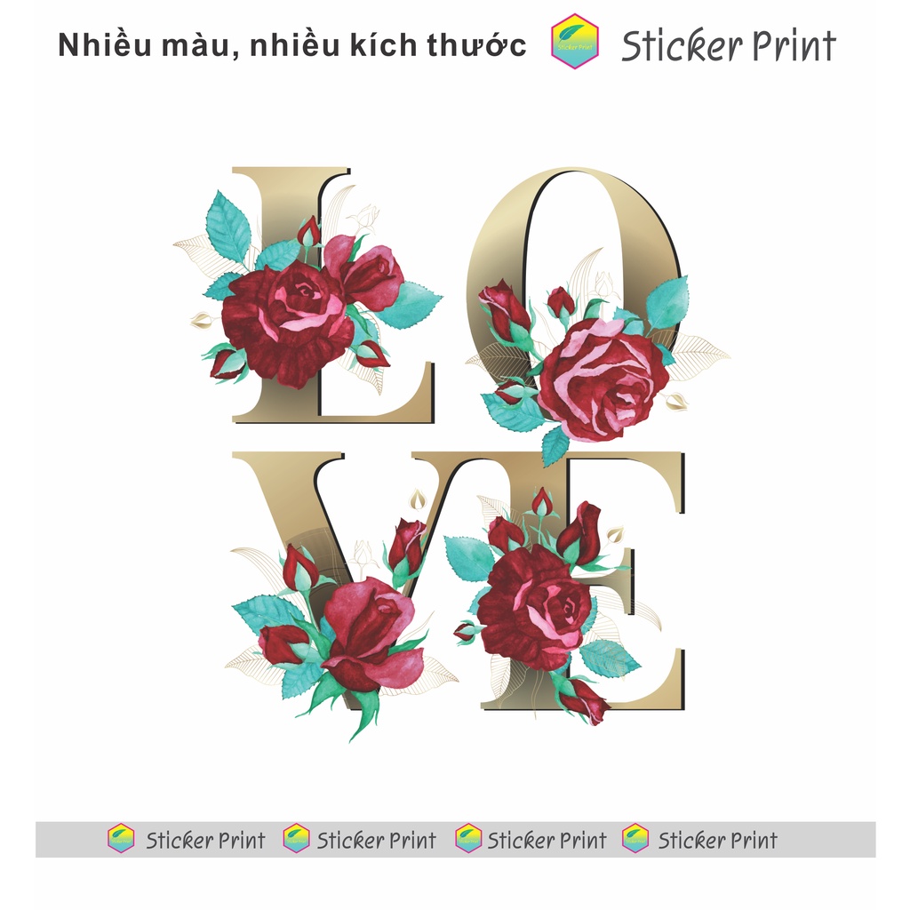 Hình chữ Love cài hoa, nhiều kích thước
