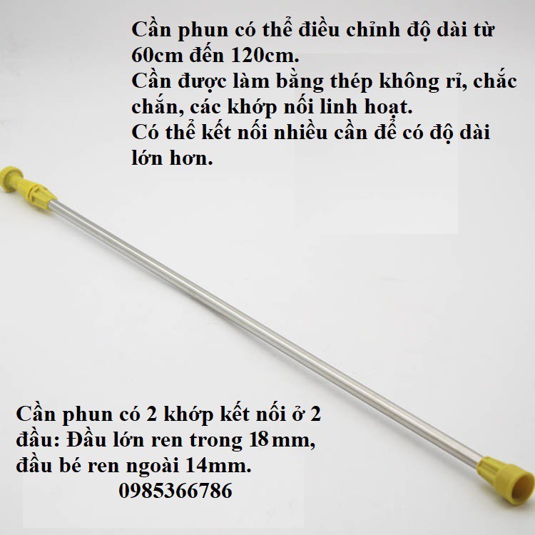 Cần phun phân bón, phun thuốc sâu, phun thuốc bảo vệ thực vật dài 60cm có thể kéo dài tới 120cm