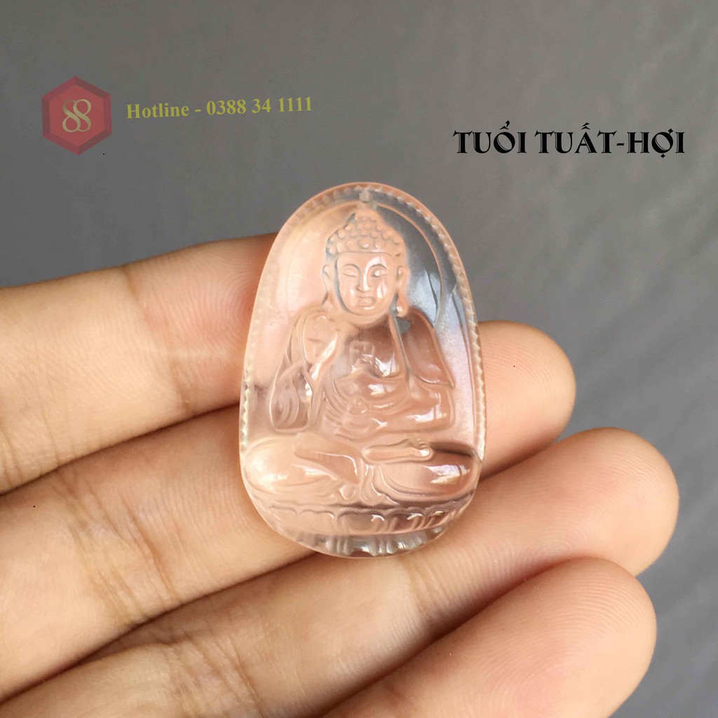 Mặt Phật Bản Mệnh Tuổi Tuất, Hợi Màu Trắng,TA trắng, tặng kèm dây đeo