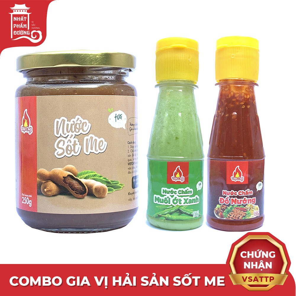 Combo nước sốt me 250g + nước tương chấm thịt nướng nước chấm hải sản muối ớt xanh 120g