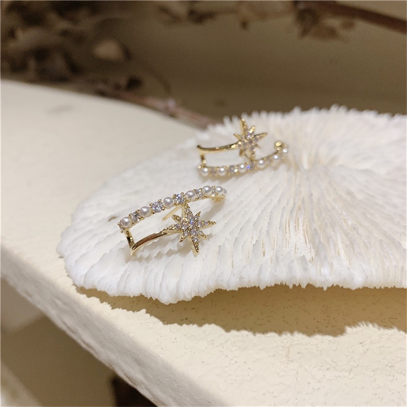 Bông tai 925, bông tai Hàn Quốc, bông tai hình ngôi sao, bông tai nữ sáng bóng cao cấp, bông tai hai lớp