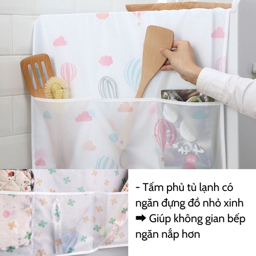 Tấm phủ tủ lạnh SALE Khăn phủ tủ lạnh máy giặt bằng vải nilon chống bám bụi chống thấm nước bền đẹp tiện dụng