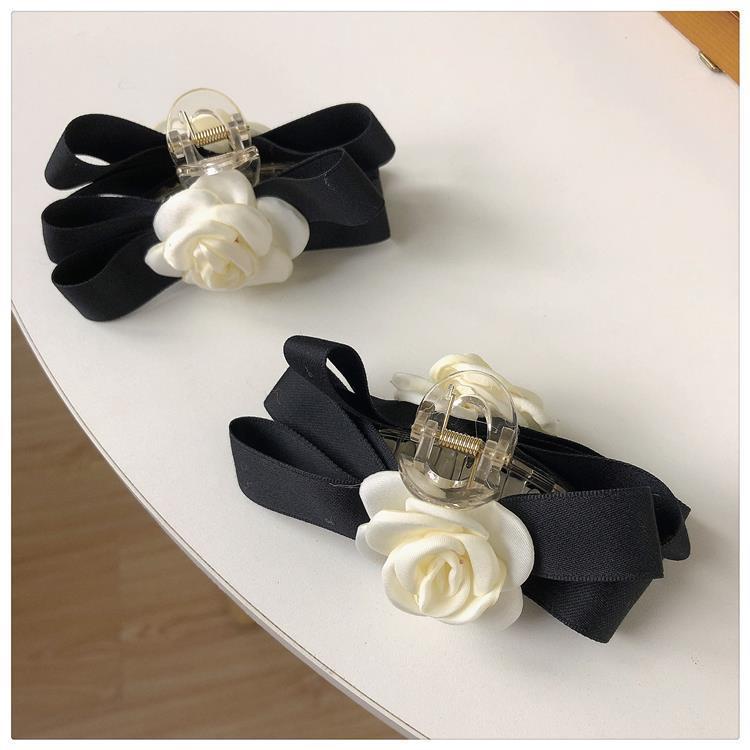 Kẹp Tóc Hình Nơ Màu Đen Phong Cách Pháp Thanh Lịch Cho Nữ
