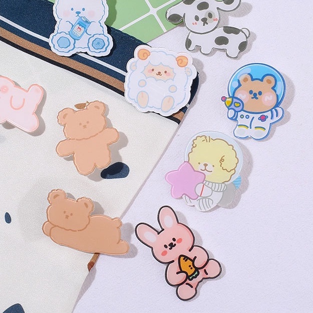 Huy Hiệu Pin Cài Áo Cài Balo Xinh Xắn - Sticker Gài Hộp Bút Hình Gấu Cute AMKO HH14