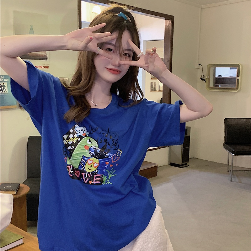 NRVP Áo Thun Nữ Ngắn Tay In Chữ Phong Cách Hàn Quốc