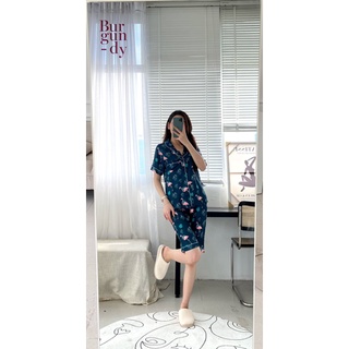 Bộ mặc nhà lụa cộc tay quần lửng Burgundy- SS21-004 cao cấp hàng chính hãng