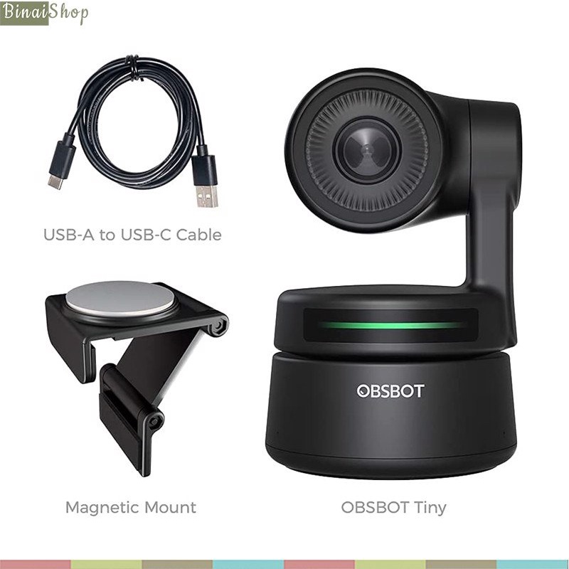 OBSBOT Tiny - Webcam Máy Tính Góc Rộng 90°, Phân Giải HD1080, Zoom 2x, Tích Hợp AI Điều Khiển Cử Chỉ Tay