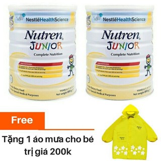 (Mẫu mới)combo 2 hộp sữa Nutren Junior 800g tặng áo mưa