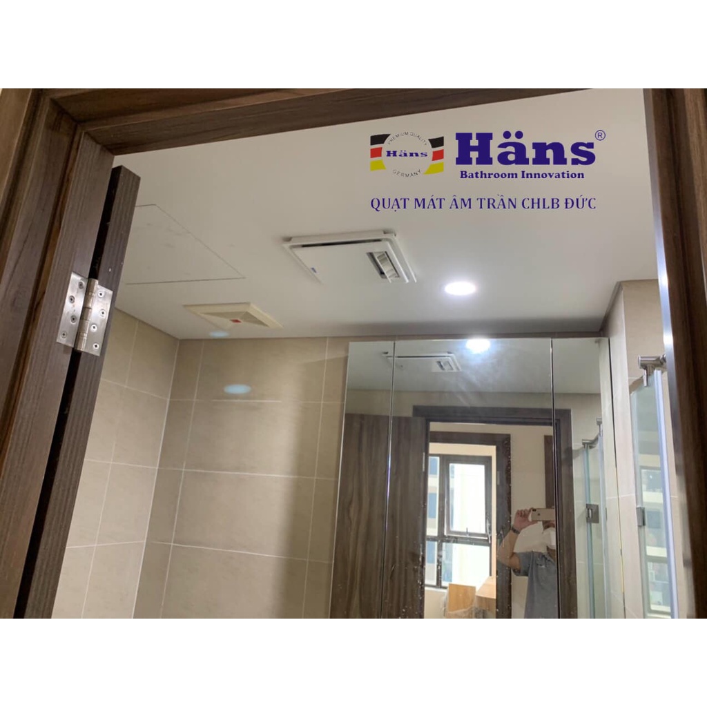 Quạt mát nhà vệ sinh âm trần Hans H10S và H10R có điều khiển từ xa