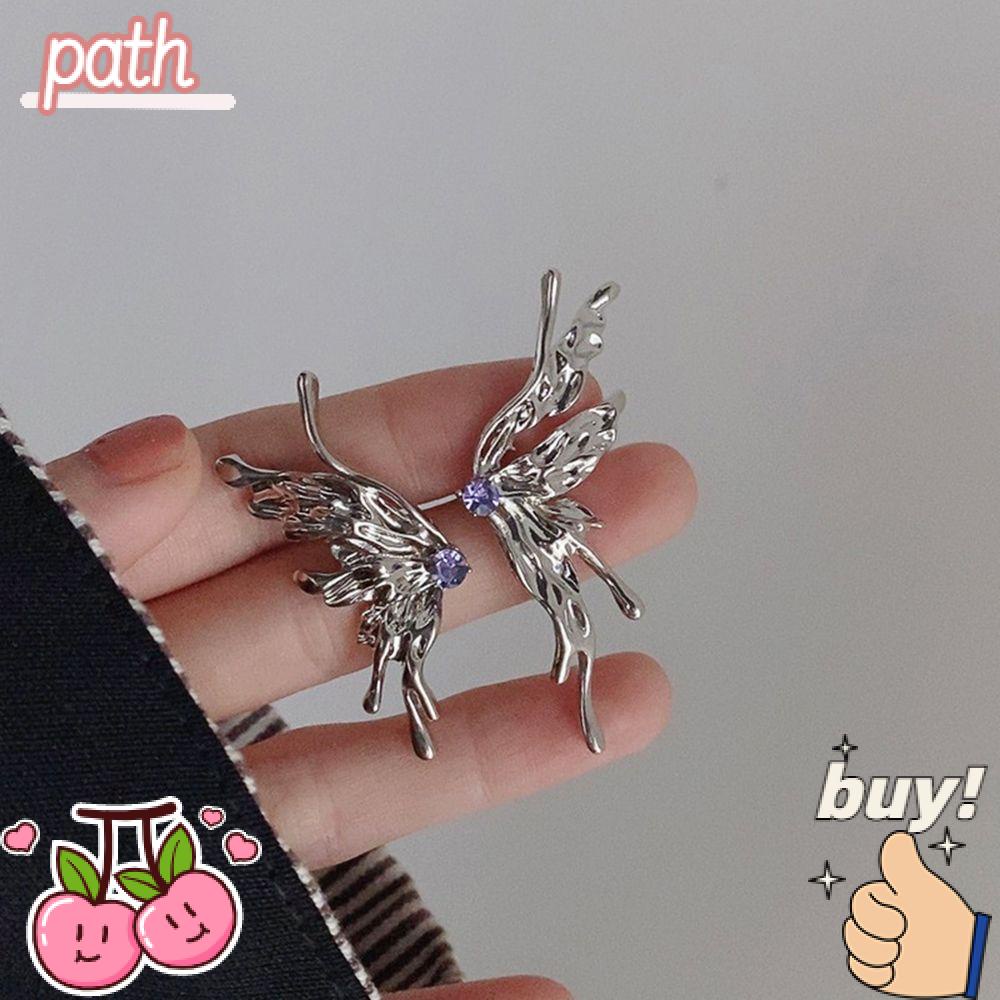 Khuyên Tai Kim Loại Dạng Lỏng Hình Bướm Phong Cách Punk Kiểu Mới