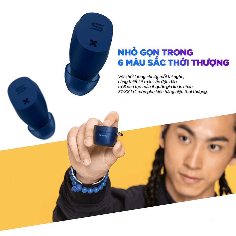 Tai Nghe True Wireless Soul ST-XX, Cảm Ứng, Chống Nước IPX5, Nghe Đến 20H - Hàng Chính Hãng