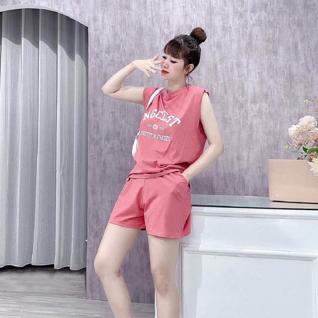 Đồ bộ mặc nhà mùa hè sát nách , đồ ngủ bigsize chất cotton Helen Clothing NST