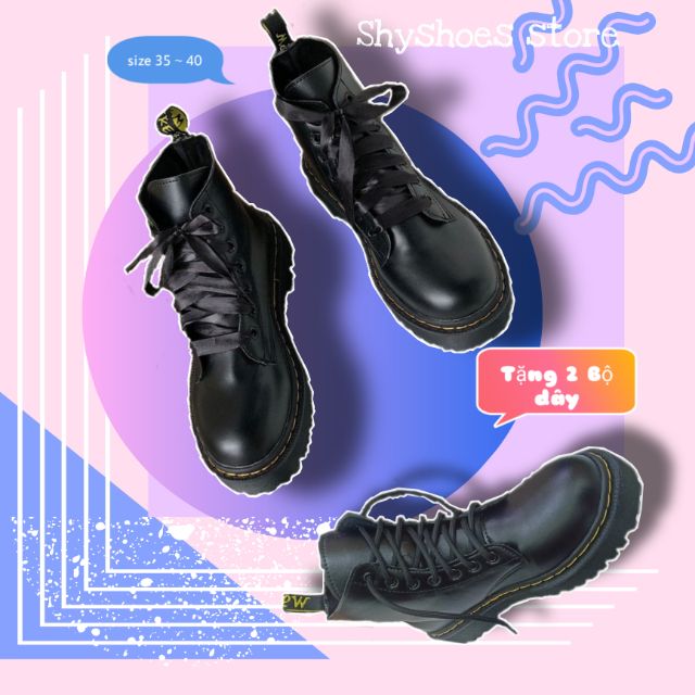 (Có sẵn) Giày Boot cổ lửng martin phong cách chiến binh đế cao 4cm| bốt nữ cá tính