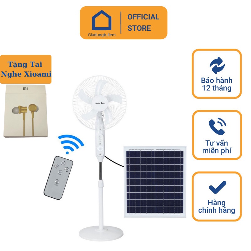 Quạt năng lượng mặt trời , Quạt tích điện Solar Jindian JD-S198 sử dụng 8-10 giờ, sạc bằng năng lượng mặt trời FT02