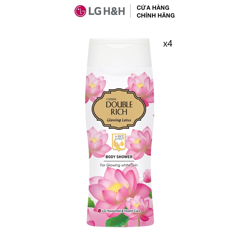 [Quà tặng không bán] Combo 4 Sữa tắm Double Rich Hương hoa chiết xuất từ thiên nhiên - Hương Glowing Lotus