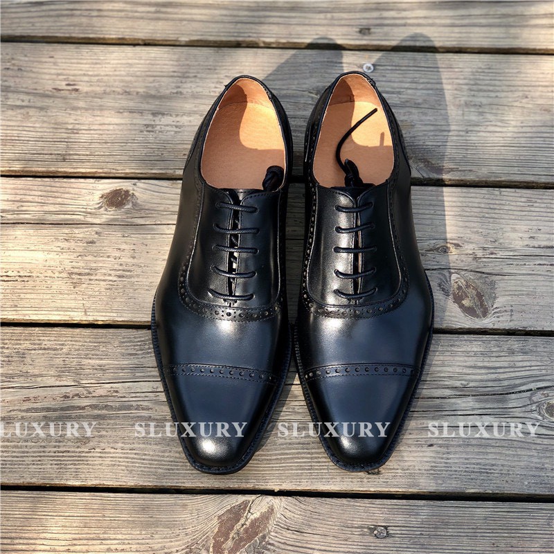 Giày da nam Luxury giày nam màu đen công sở oxford da cao cấp hàng nhập khẩu nhiều size