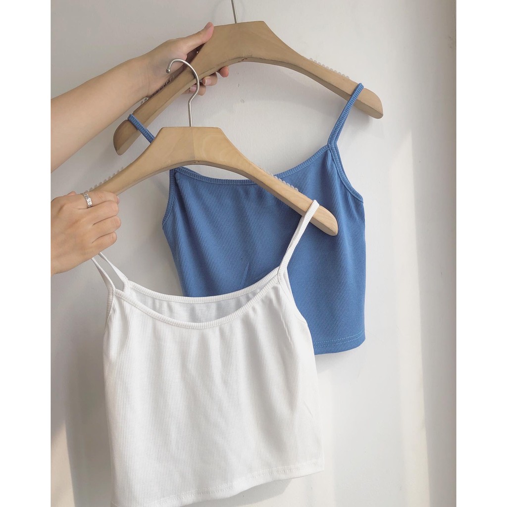 ÁO CROPTOP 2 DÂY LEN MONGTOGHI ULZZANG QUẢNG CHÂU NHIỀU MÀU PASTEL