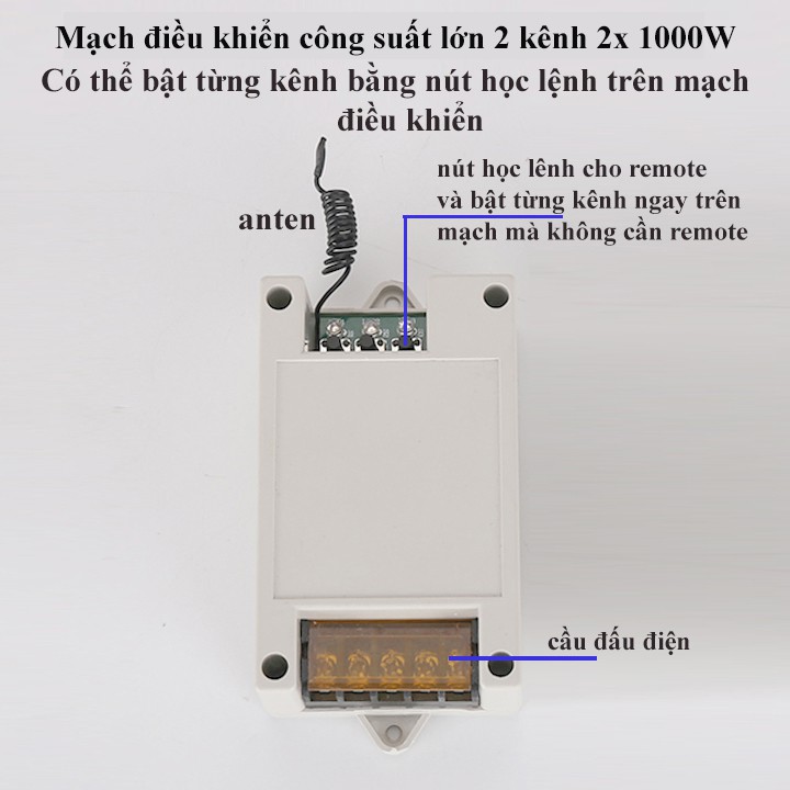 Công tắc điều khiển từ xa rf 2 cổng ra remote học lệnh tần số 433mhz