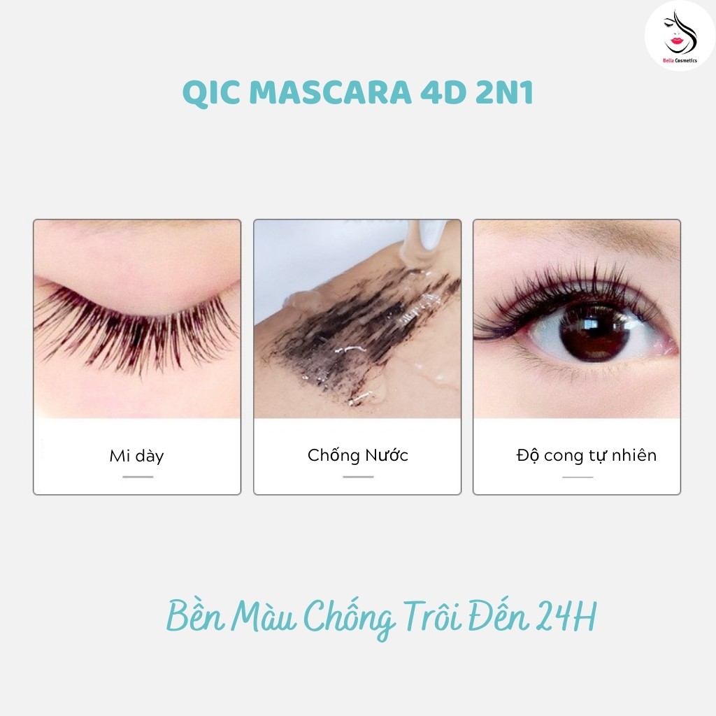 Mascara QIC 4D 2N1 Thiết Kế Hai Đầu Cọ Chống Nước Tự Nhiên