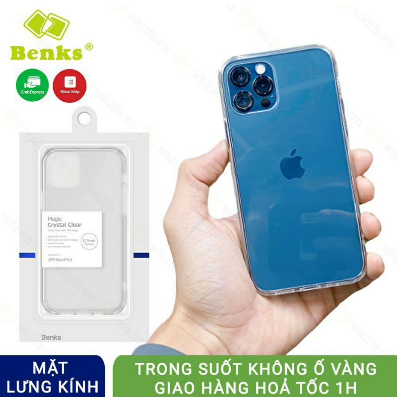 Ốp lưng kính Benks Crystal clear iPhone 12/ 12 Pro/ 12 Pro max / 11 / 11 pro / 11 pro max viền mềm trong suốt chính hãng