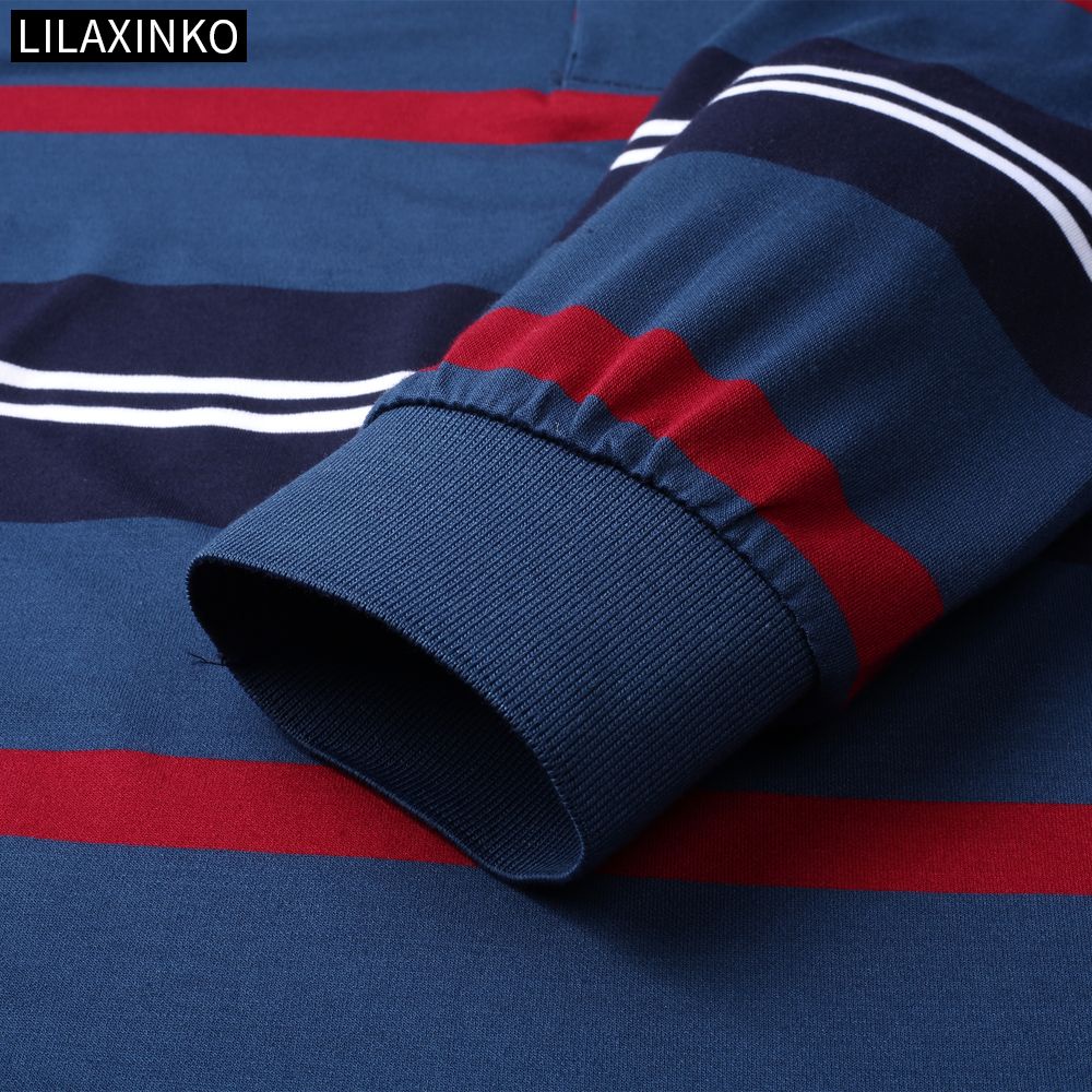 Áo Thun Polo Tay Dài Kẻ Sọc 2 Màu Thời Trang Thu Đông Cho Nam