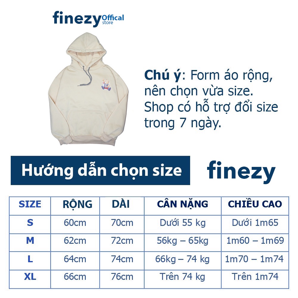 Áo hoodie Gấu và Phi hành gia nam nữ Finezy Unisex form rộng, vải nỉ bông, trẻ trung