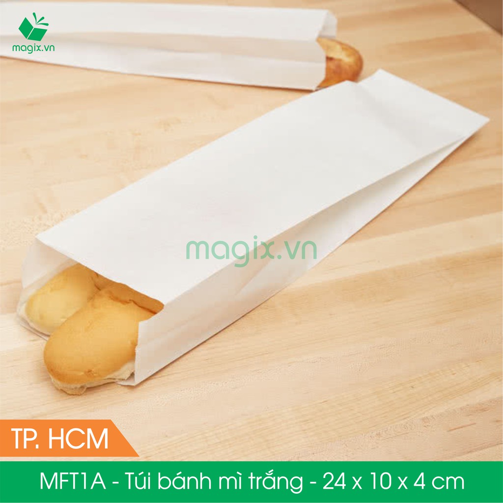 MFT1A - 24x10x4 cm - 100 Túi giấy bánh mì trắng