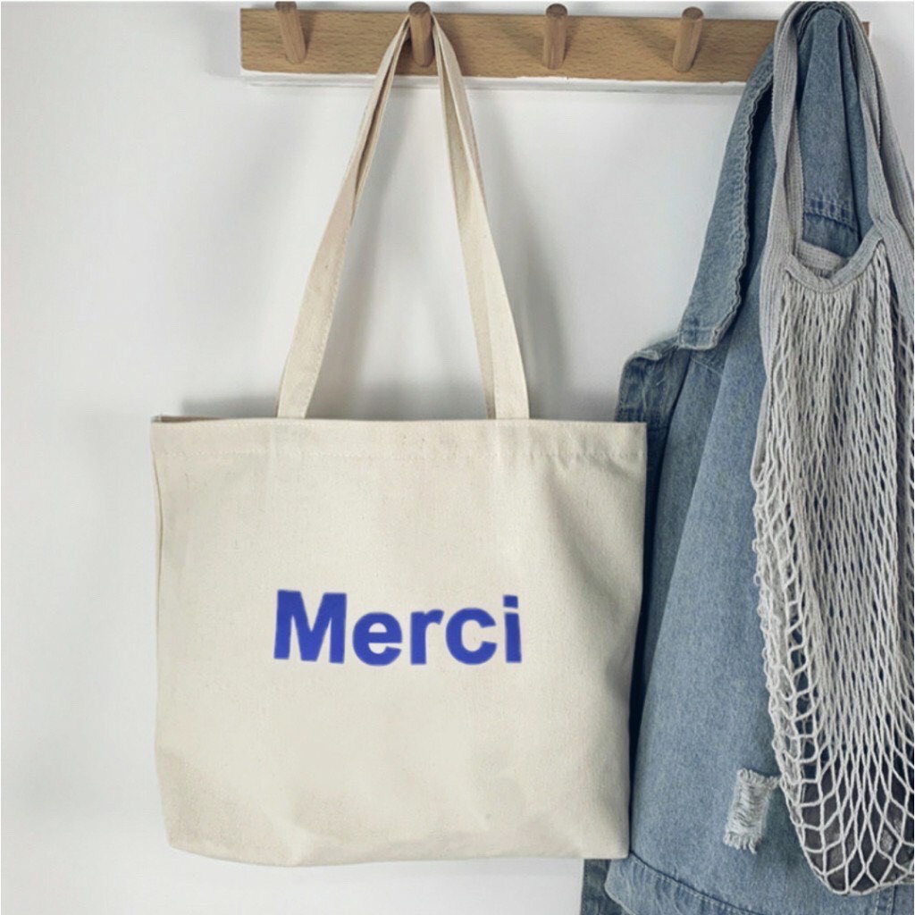Túi tote túi vải canvas phong cách Hàn quốc, có khóa miệng ngăn phụ bên trong tiện dụng đi học đi chơi