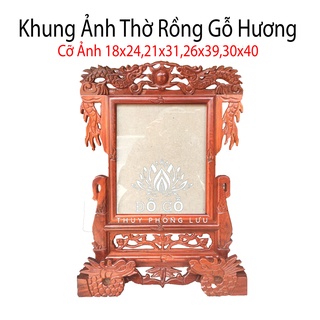 Khung ảnh rồng-Khung ảnh song long thờ-gỗ hương 4 cỡ ảnh thờ 18x24/21x31/25x35/26x39