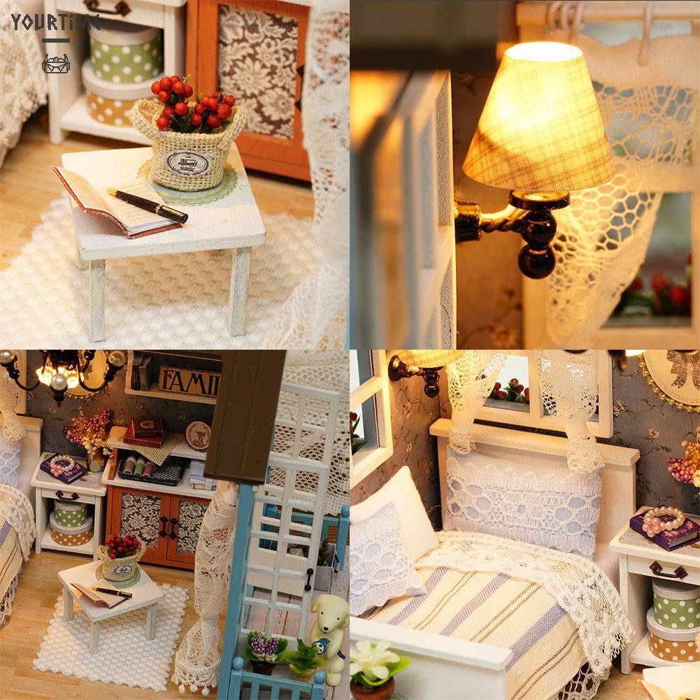 Đồ chơi DIY Mini Dollhouse Wooden Children Toy Handmade Doll House Furniture Kit