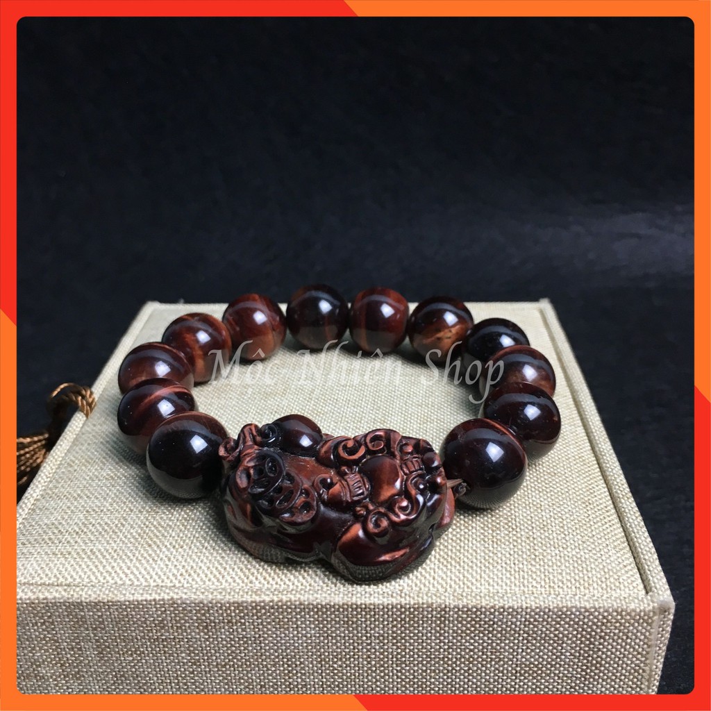 Vòng Tay Mắt Hổ Nâu Đỏ 14mm