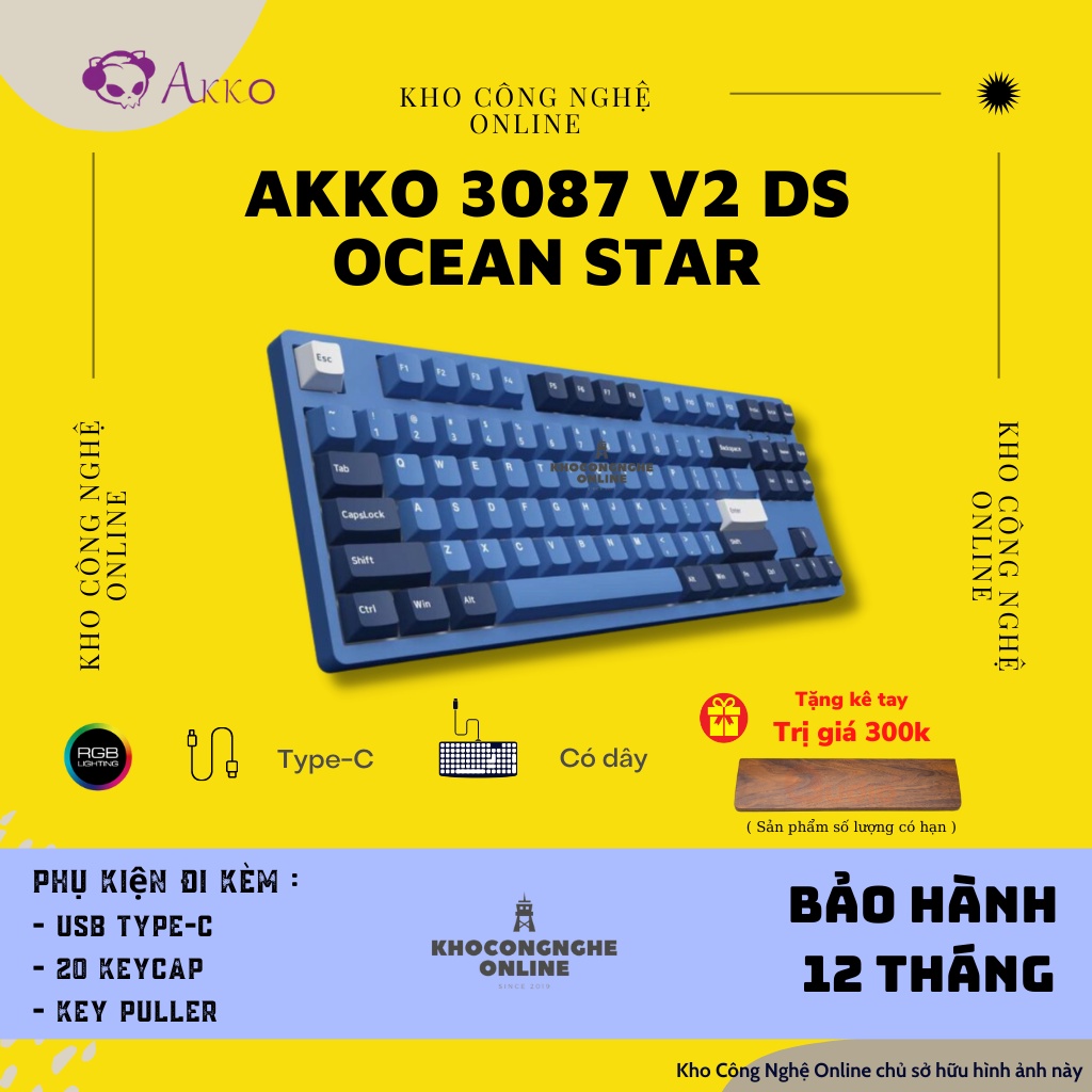 [Mã 33ELSALE hoàn 7% đơn 300K] Bàn phím cơ AKKO 3087 v2 DS Ocean Star